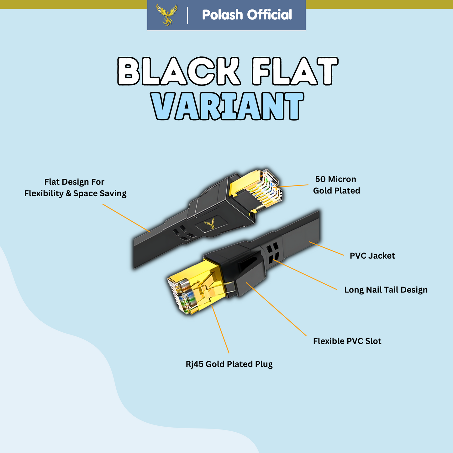 Polash™ Glacier CAT8 Ethernet Cable