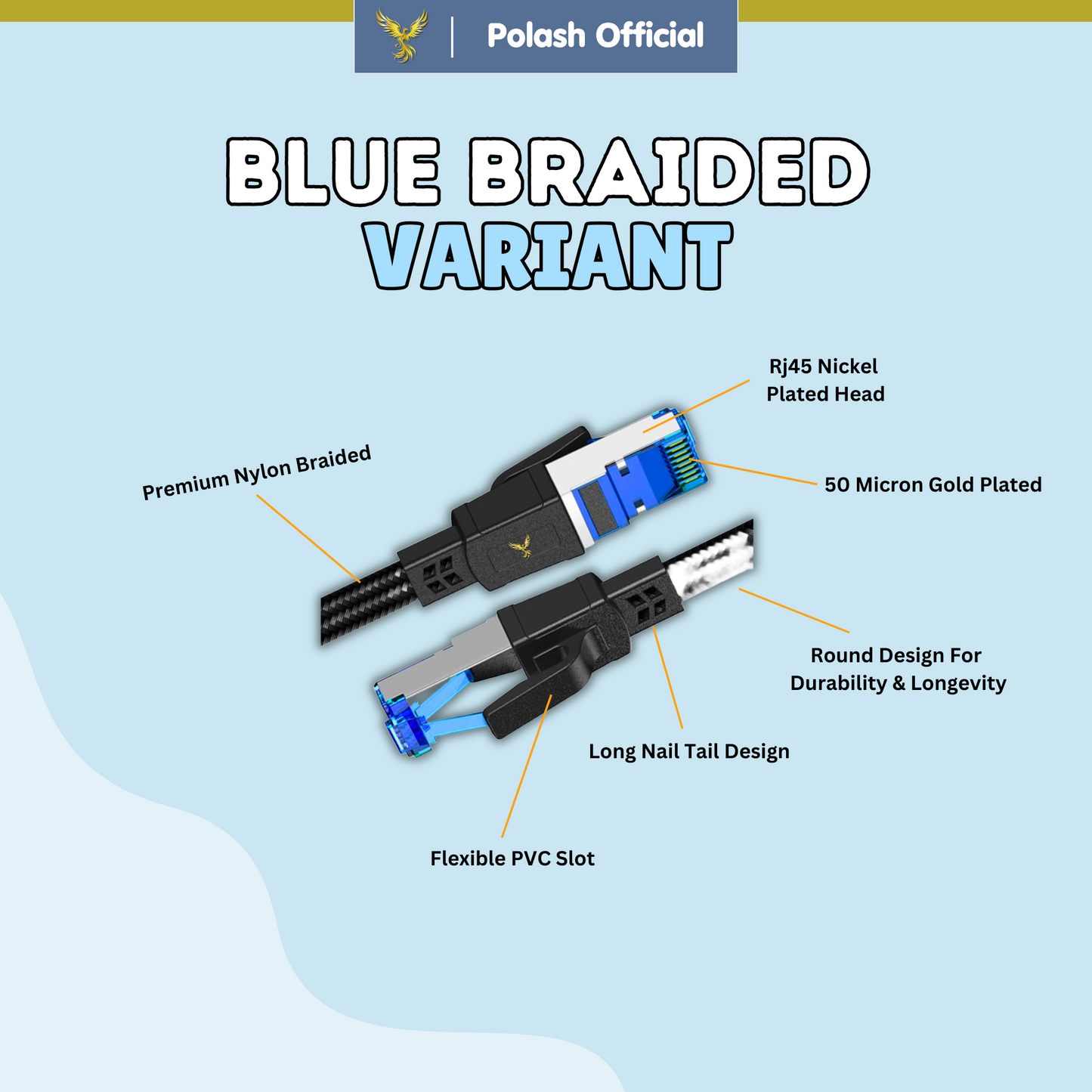 Polash™ Glacier CAT8 Ethernet Cable