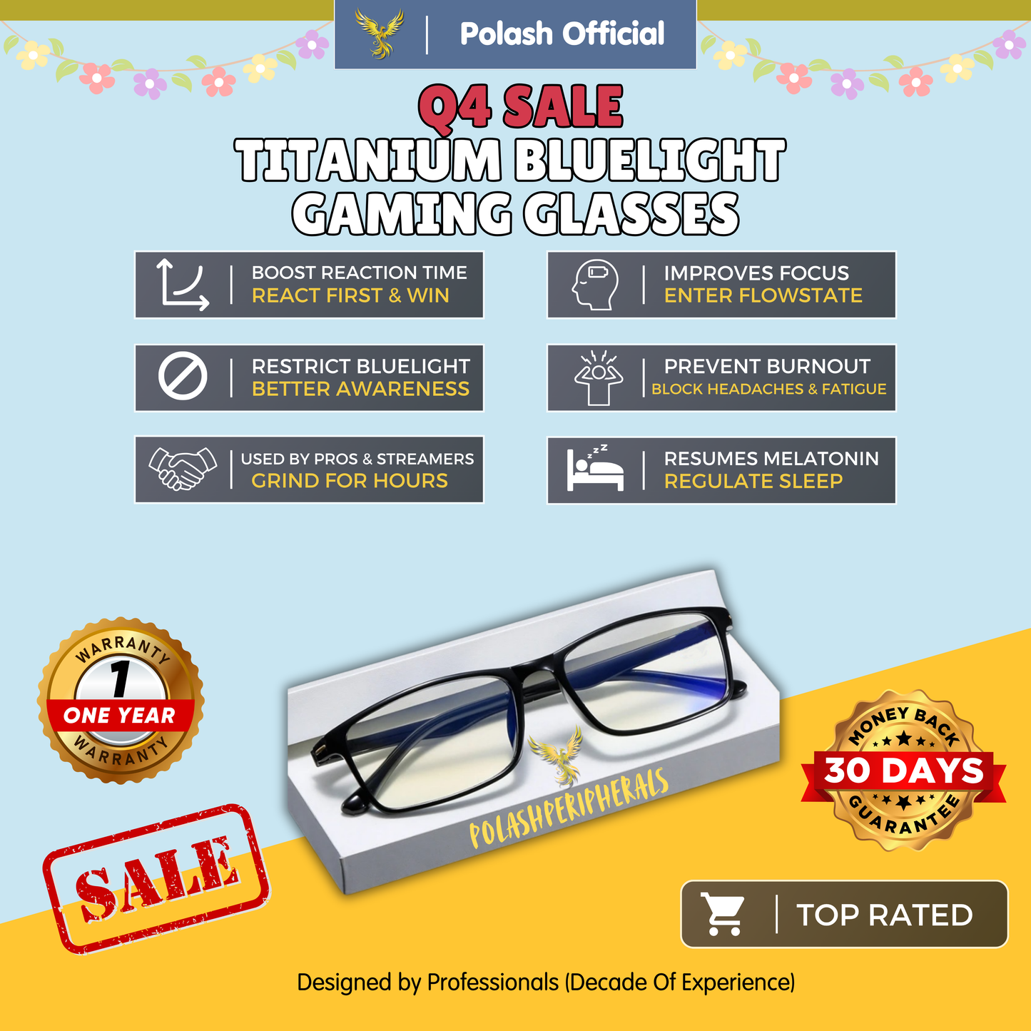 Polash™ Titanium Gaming Bluelight Glasses