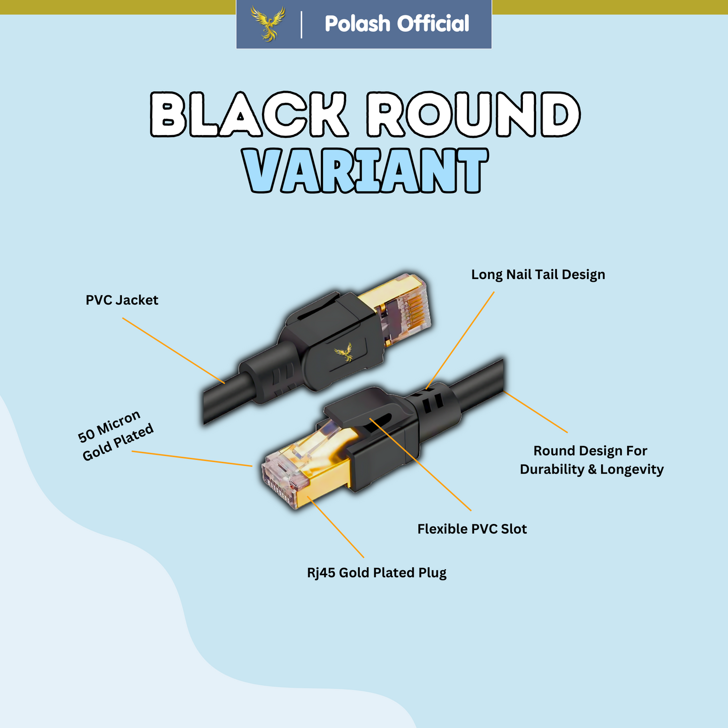 Polash™ Glacier CAT8 Ethernet Cable