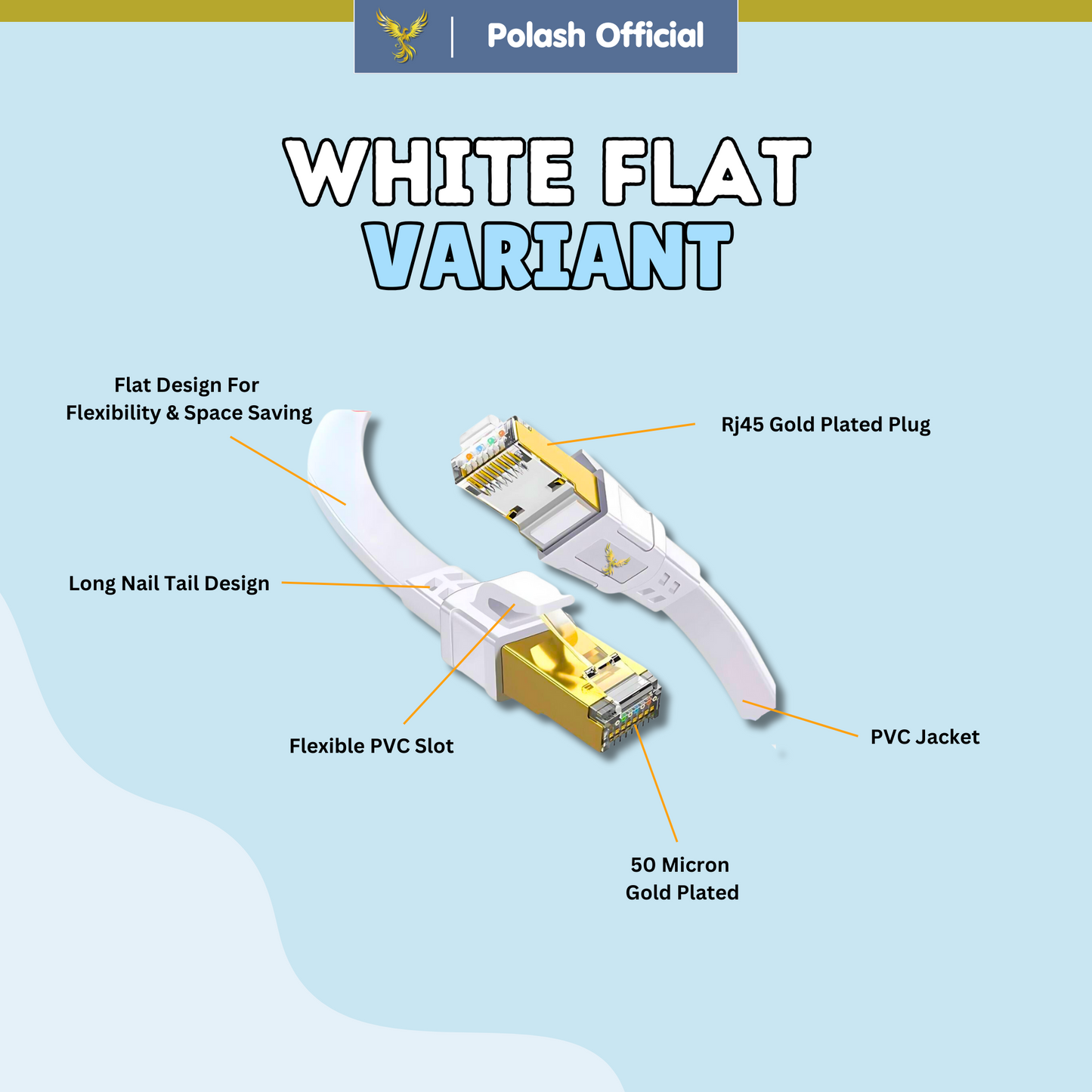 Polash™ Glacier CAT8 Ethernet Cable