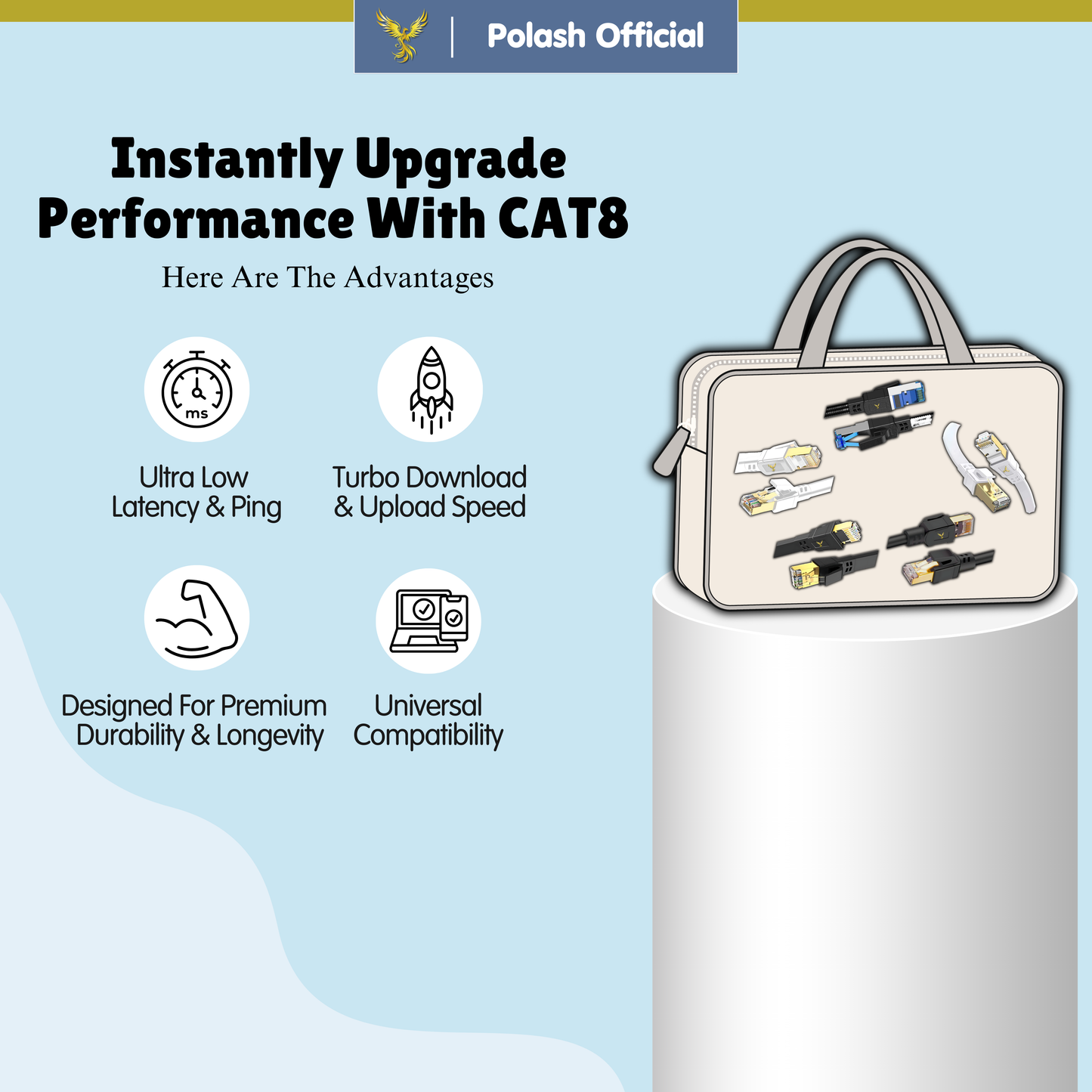 Polash™ Glacier CAT8 Ethernet Cable