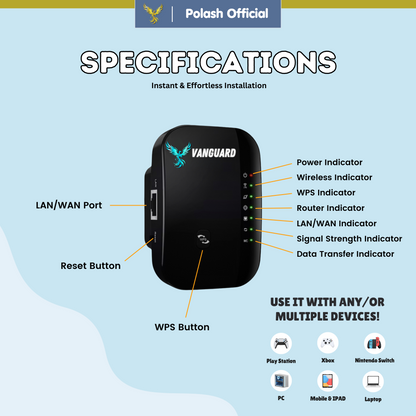 Polash™  Vanguard Wifi Booster 3.0