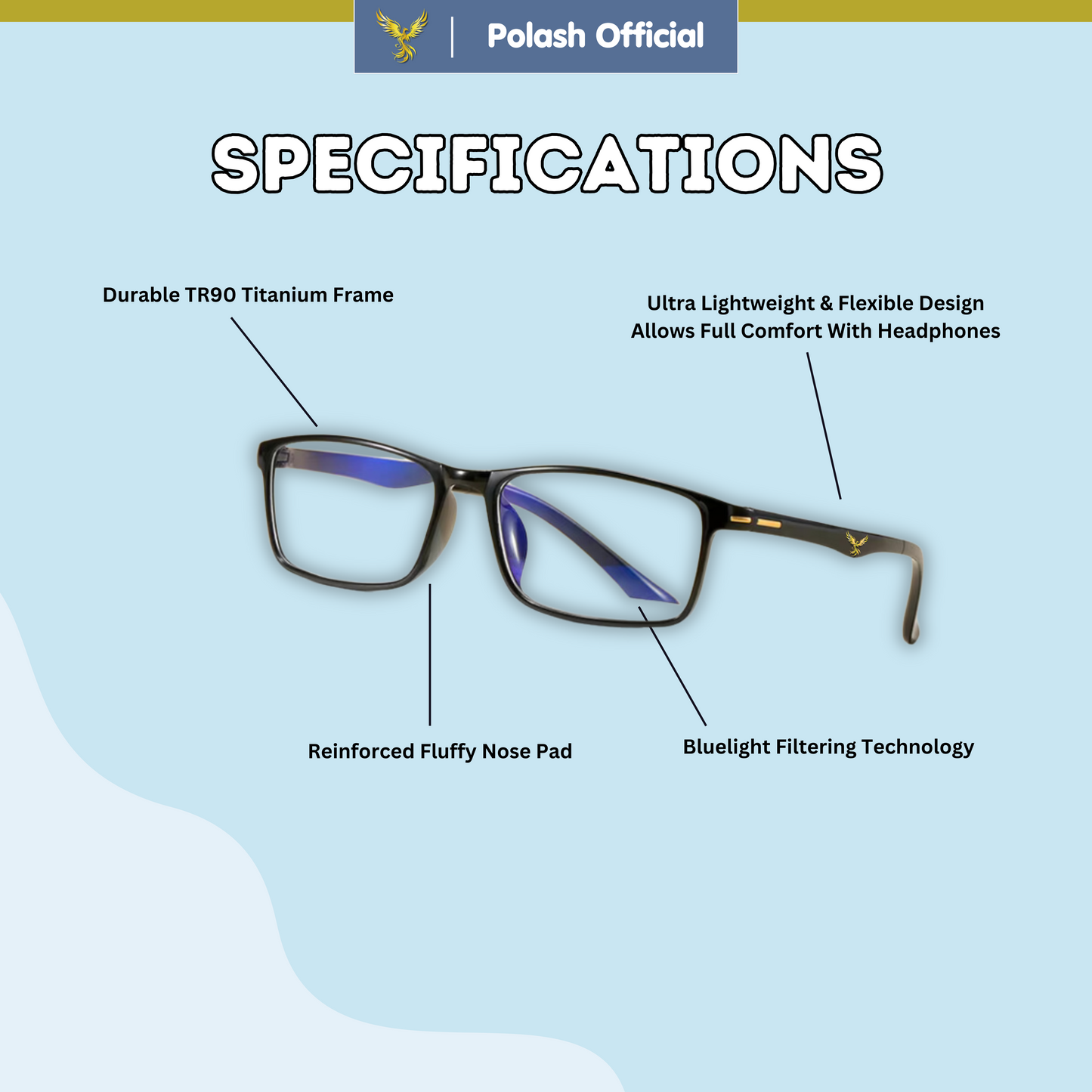 Polash™ Titanium Gaming Bluelight Glasses