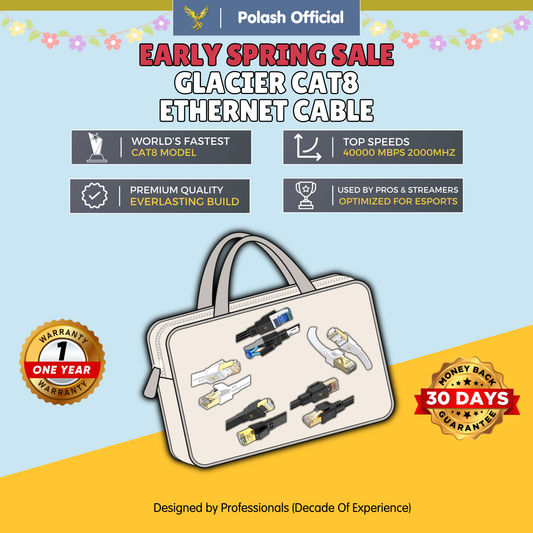 Polash™ Glacier CAT8 Ethernet Cable