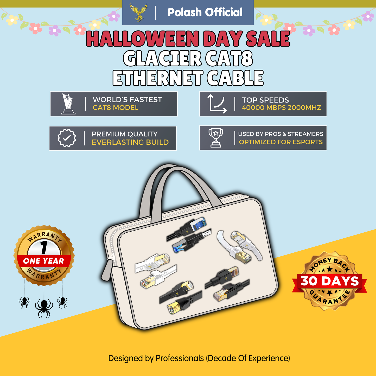 Polash™ Glacier CAT8 Ethernet Cable