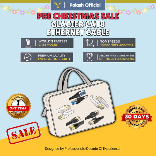 Polash™ Glacier CAT8 Ethernet Cable