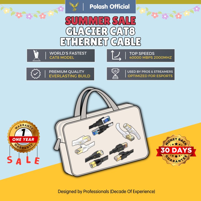 Polash™ Glacier CAT8 Ethernet Cable