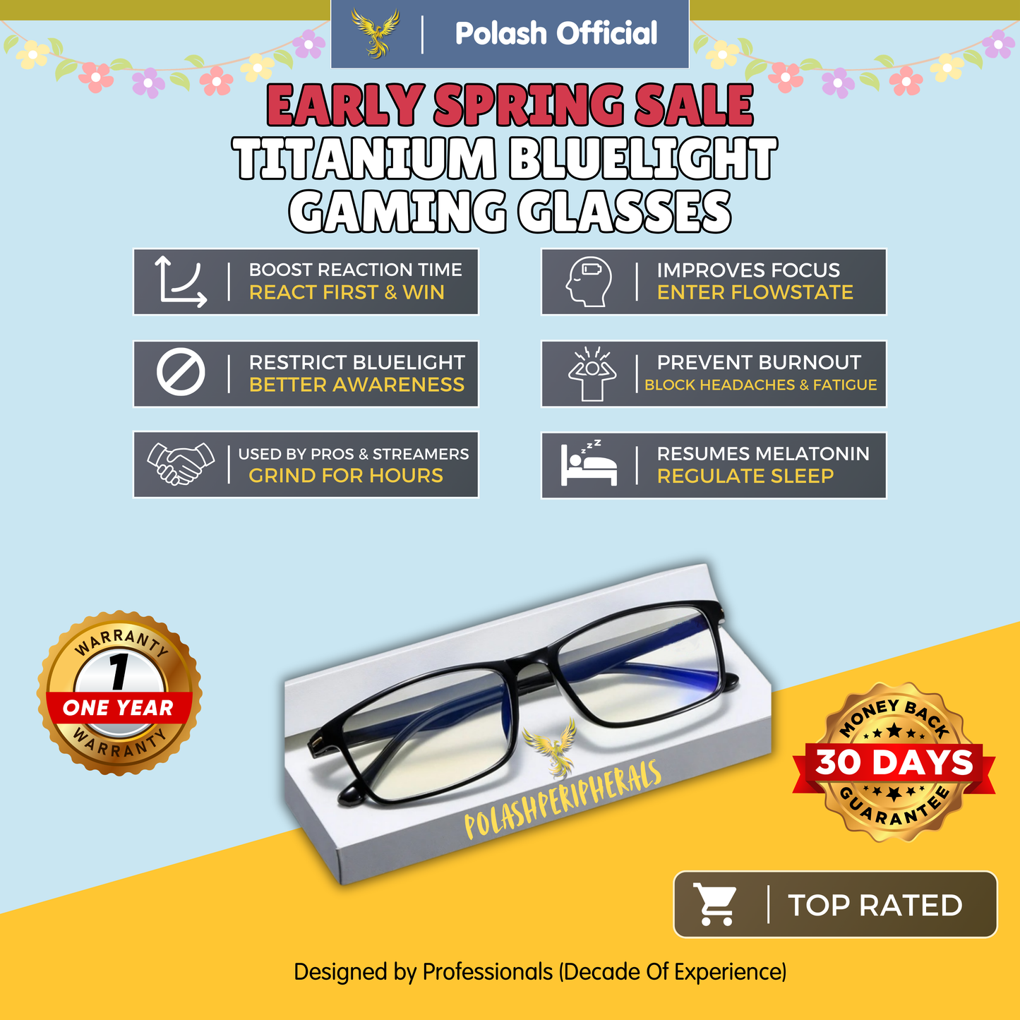 Polash™ Titanium Gaming Bluelight Glasses